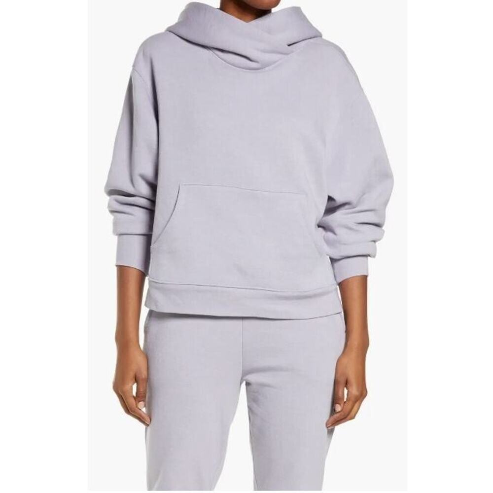 Zella Women's Cali Fleece Hooded Sweatshirt In Grey Dapple XL MSRP $69